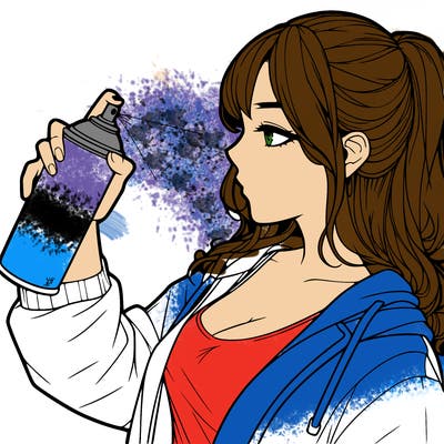 a realistic girl spray, painting