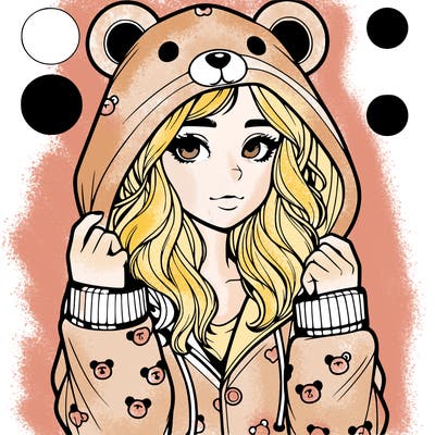 realistic girl in a animal pjs hoodie