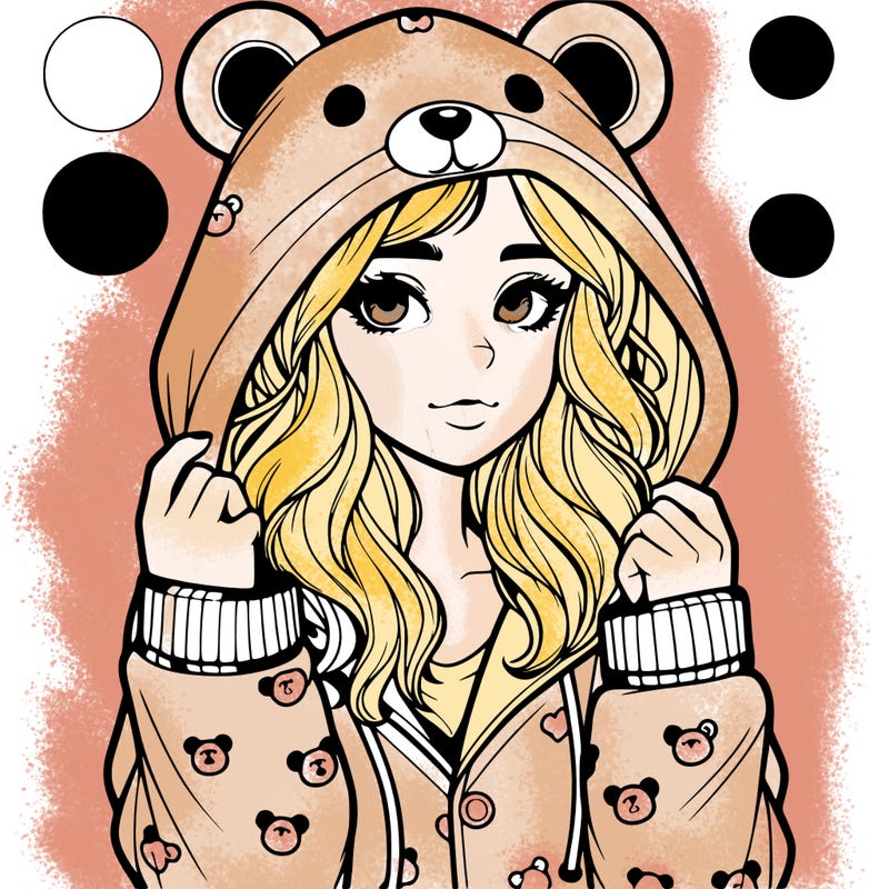 realistic girl in a animal pjs hoodie