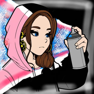 a realistic girl, spray painting