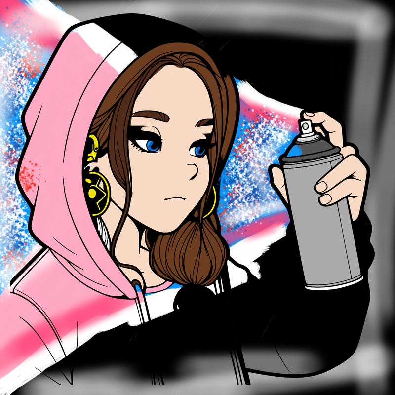 a realistic girl, spray painting