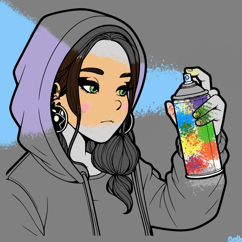 a realistic girl, spray painting