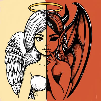 realistic angel half demon