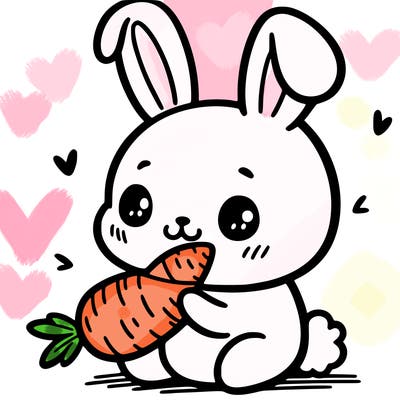 cute bunny eating a carrot