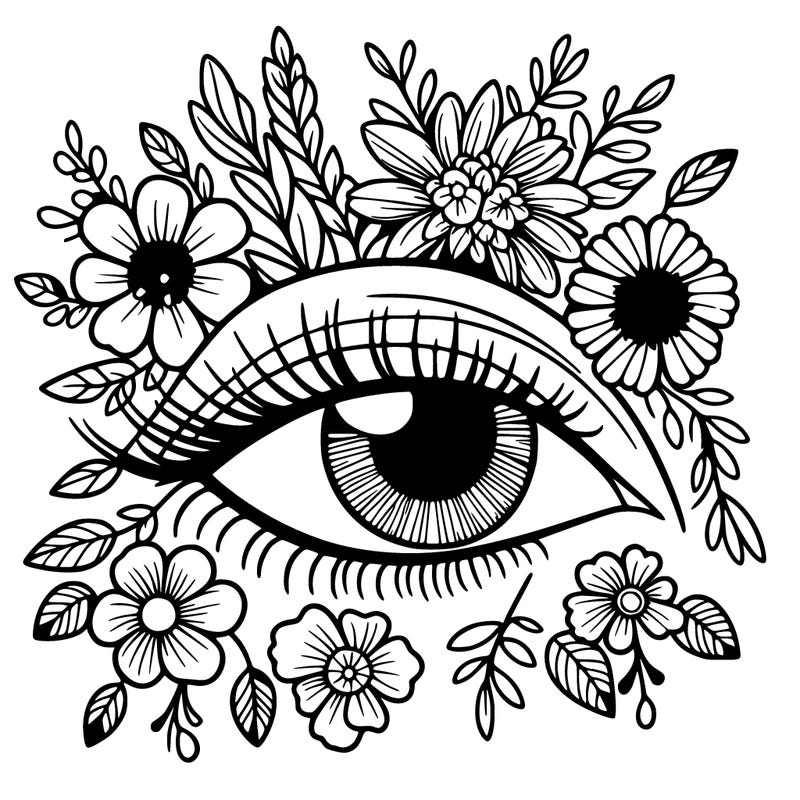 eye with flowers