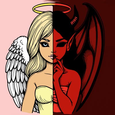 realistic angel half demon