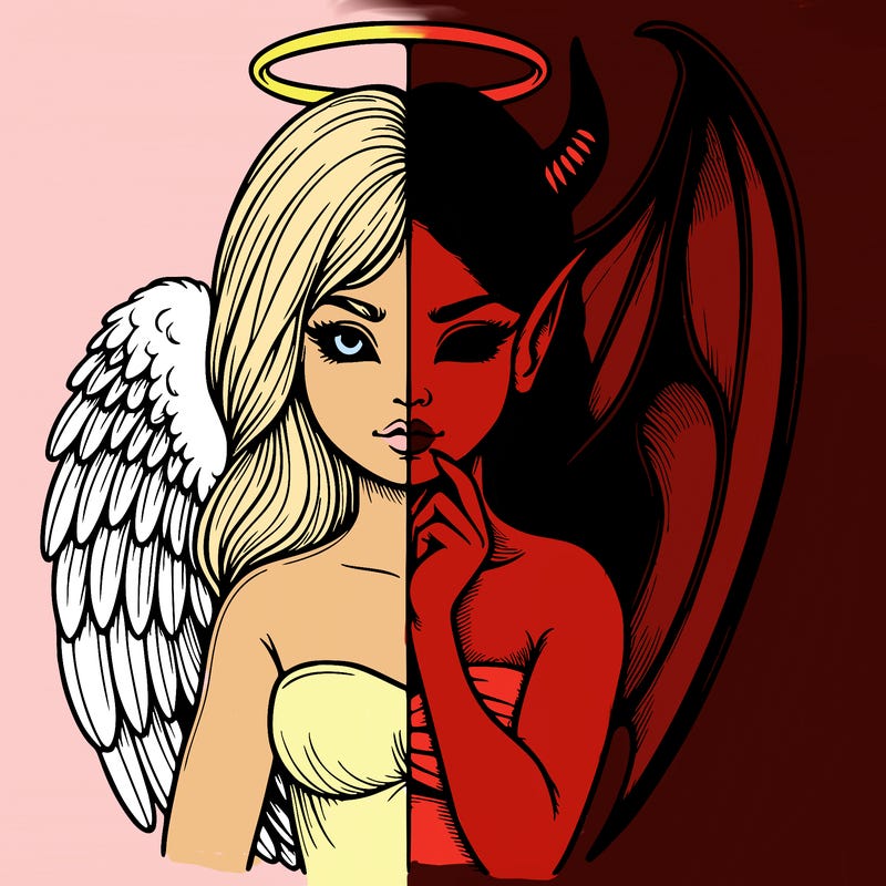 realistic angel half demon