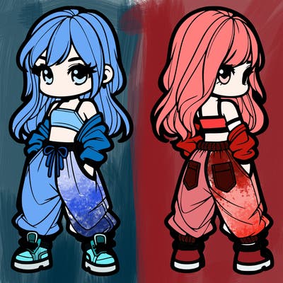 girl in crop top and baggy pants