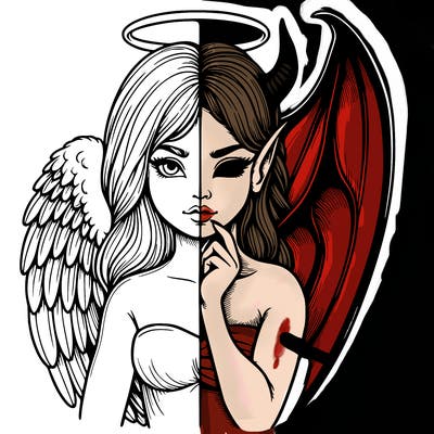 realistic angel half demon