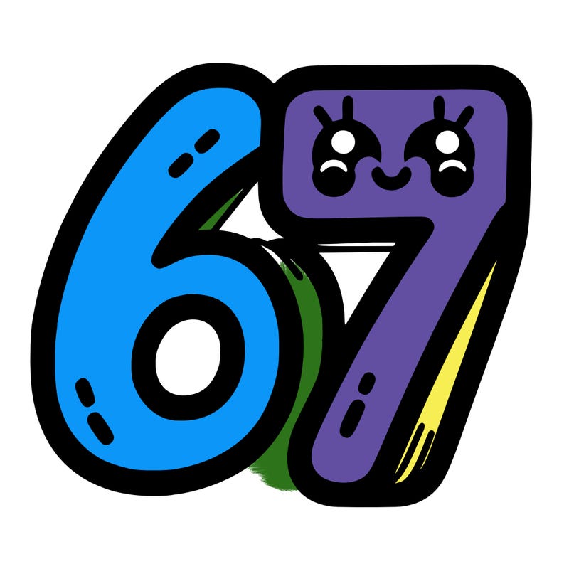 the numbers 67