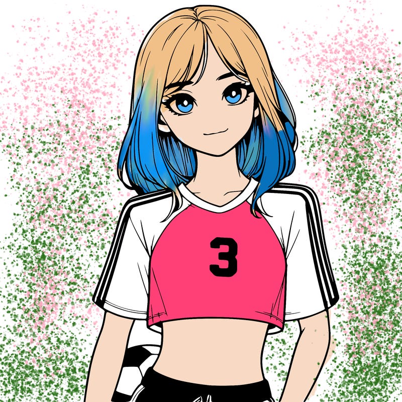 realistic girl wearing soccer jersey