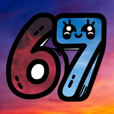 the numbers 67