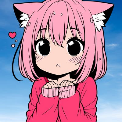 shy anime catgirl