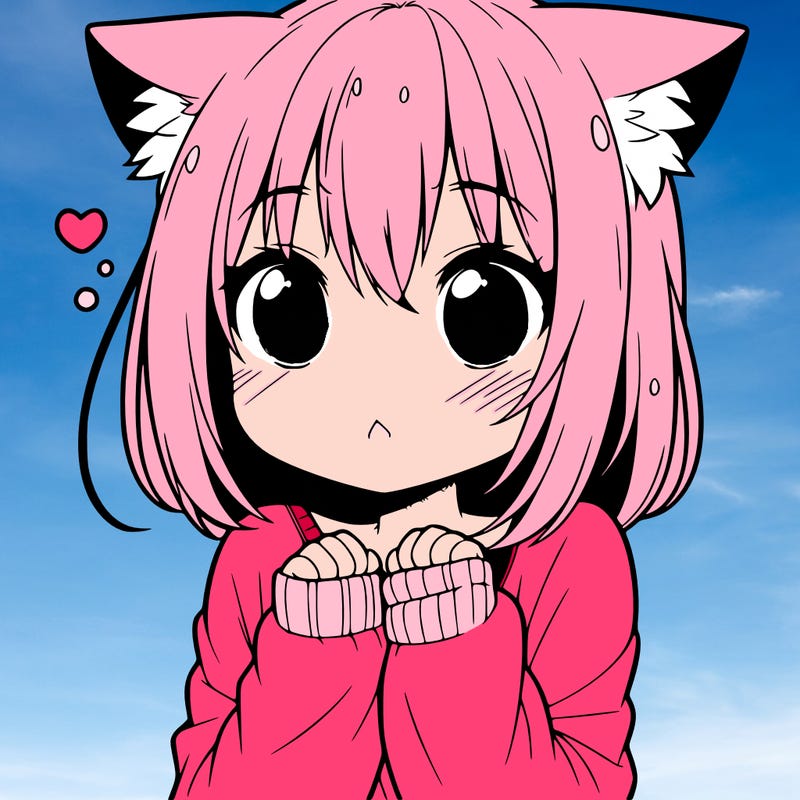 shy anime catgirl
