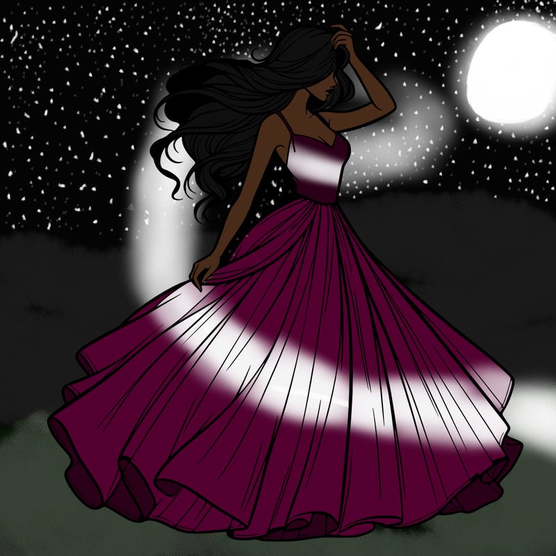 realistic woman with dress flowing in the wind