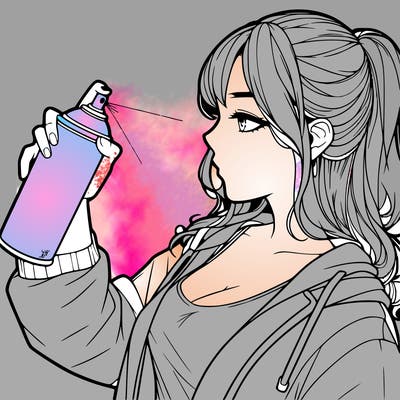a realistic girl spray, painting