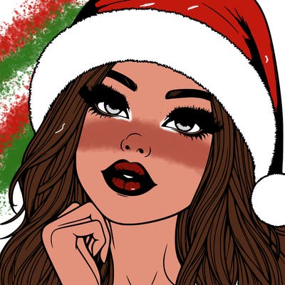 realistic christmas girl with lips