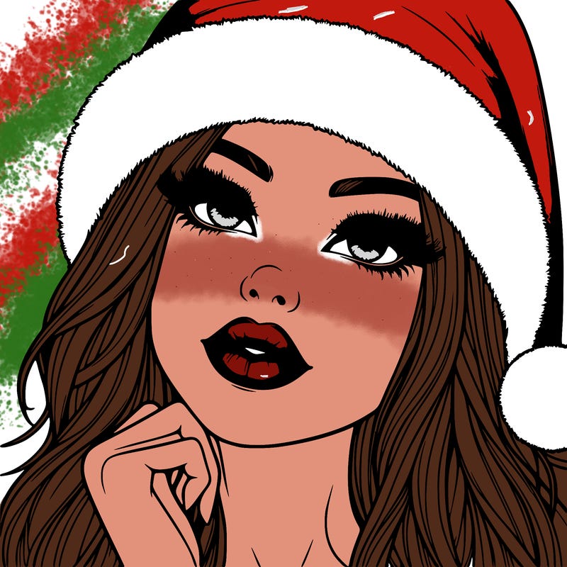 realistic christmas girl with lips