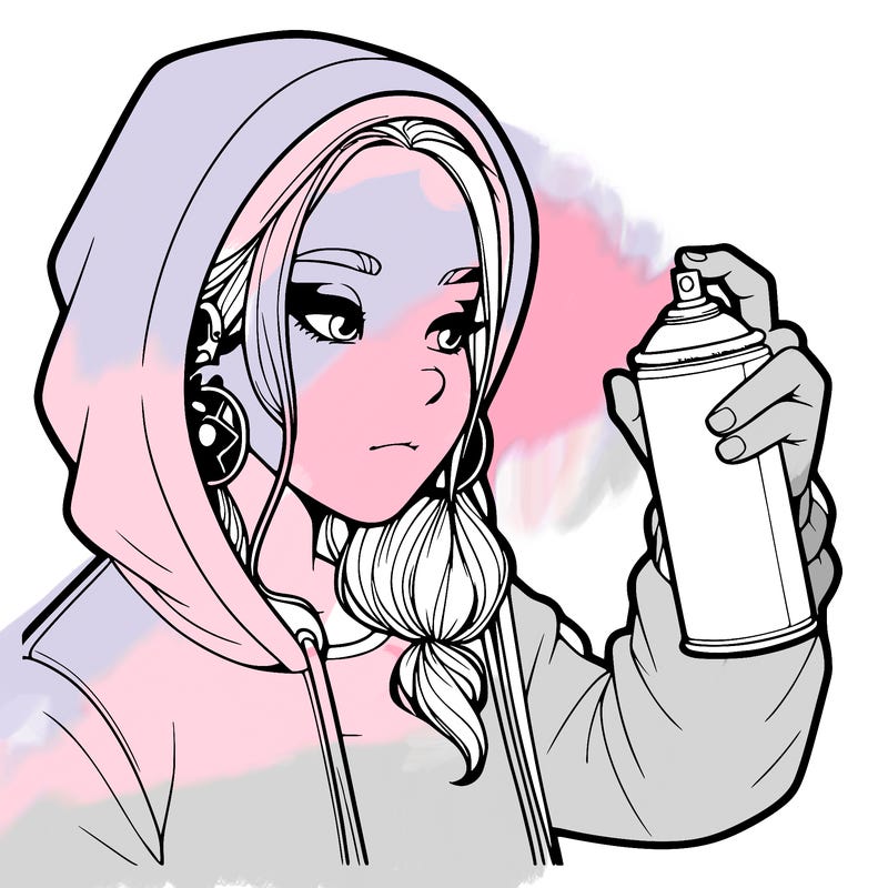 a realistic girl, spray painting
