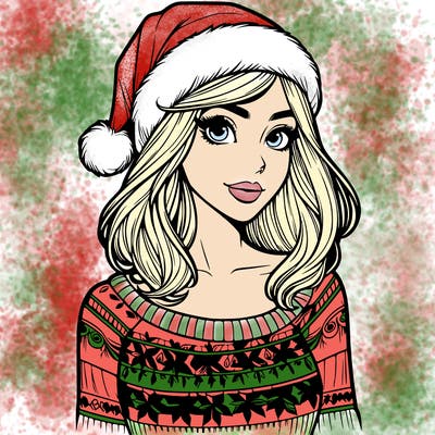 realistic lady in a christmas sweater