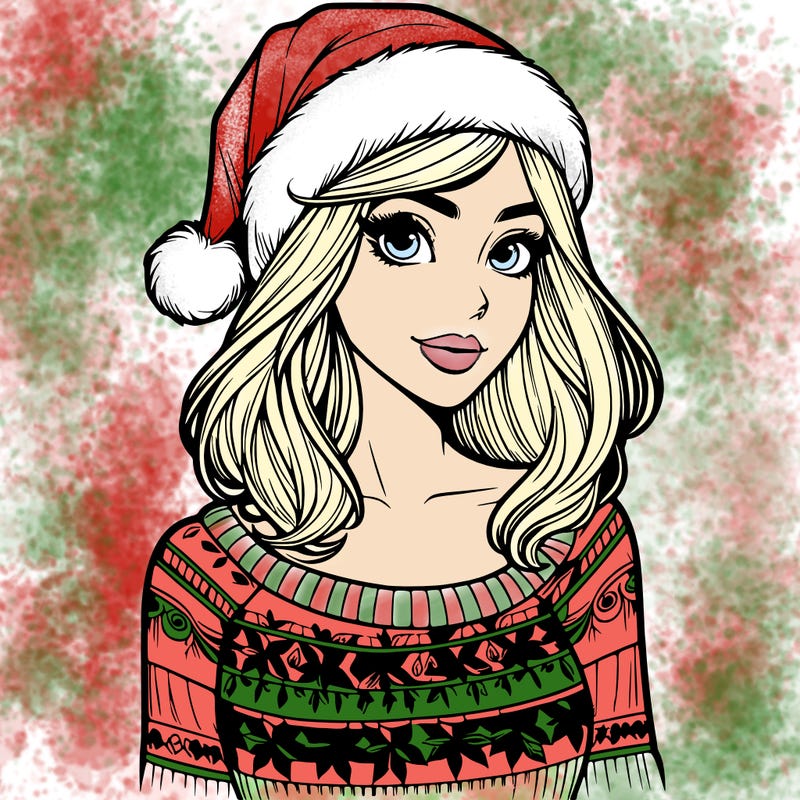 realistic lady in a christmas sweater