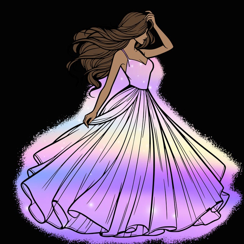 realistic woman with dress flowing in the wind