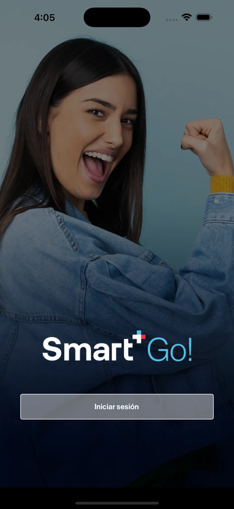 Smart+ Go - Smart Plus Go app login screen featuring a happy woman and a login button in Spanish
