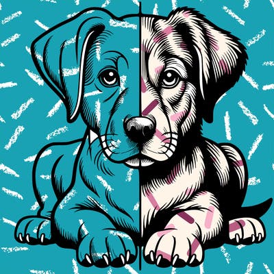realistic dog split picture