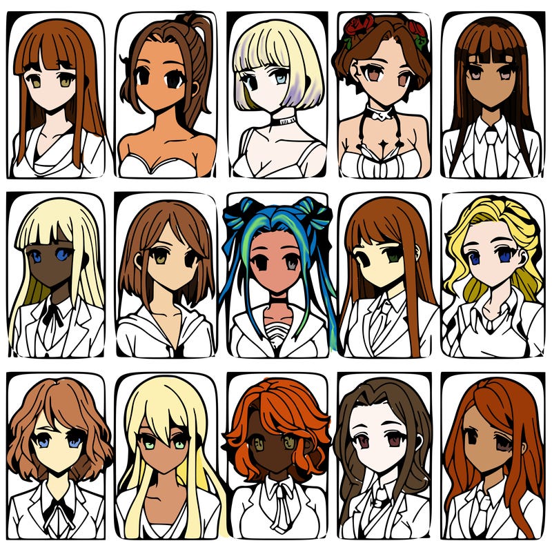 girls that look diffrent anime