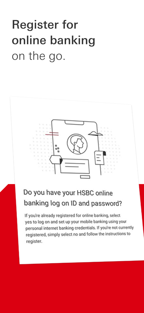 HSBC India - モバイルデバイスでのHSBC Indiaオンラインバンキングの登録画面。