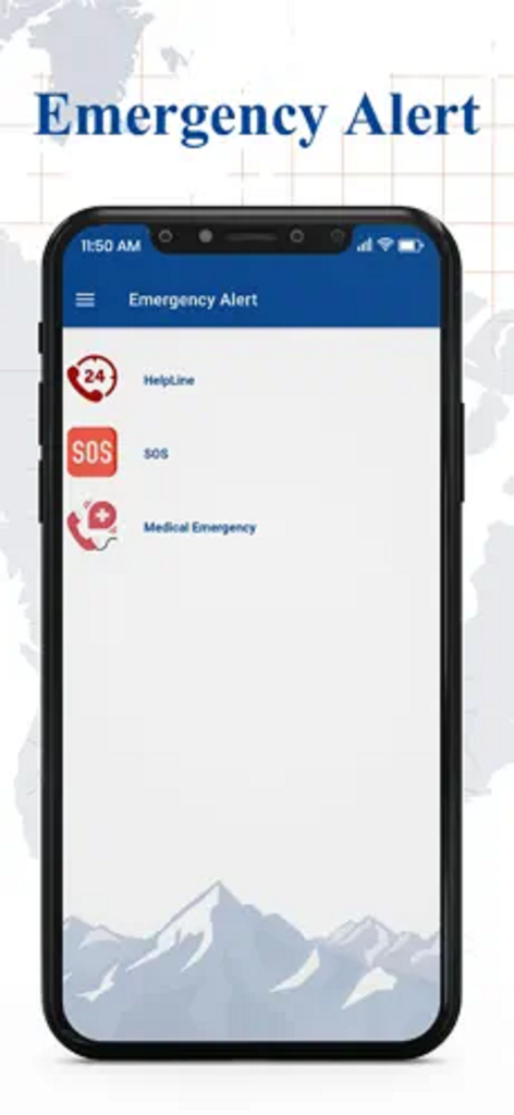 Tourist Care Uttarakhand - Emergency alert screen of the Tourist Care Uttarakhand app showing SOS and helpline options