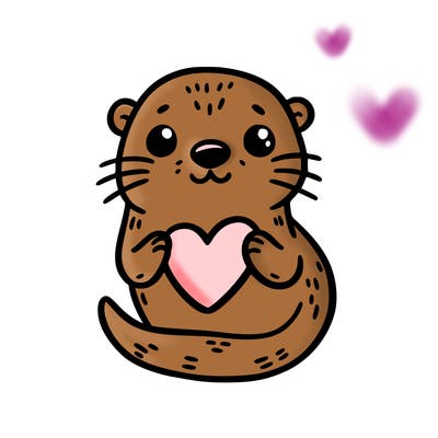 otter with a heart