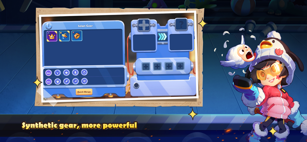 Legend of Arcadia - Legend of Arcadia gear synthesis menu and character