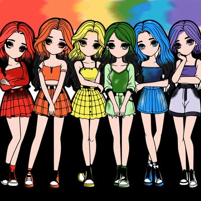 a group of girls realistic