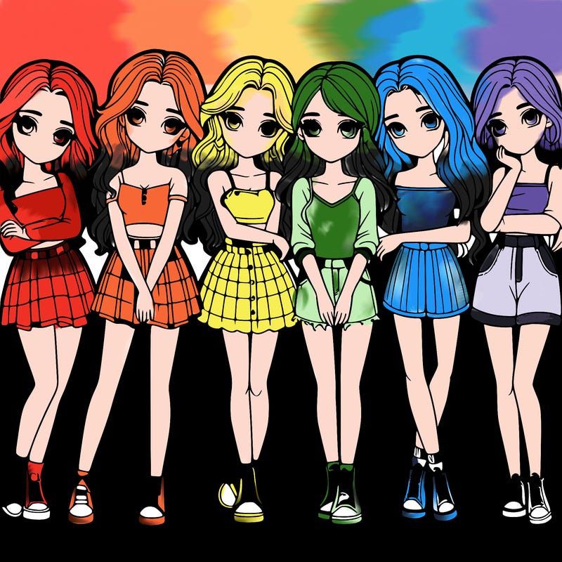 a group of girls realistic