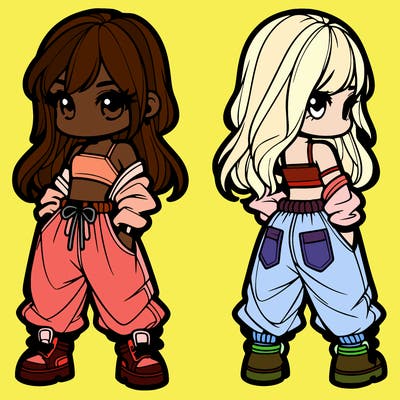 girl in crop top and baggy pants