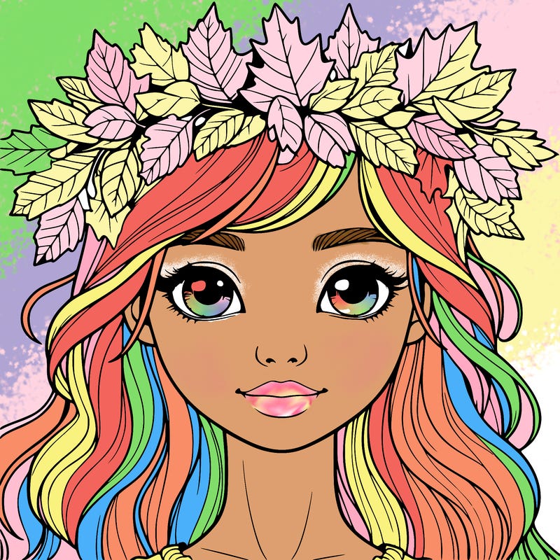 realistic girl with fall leaf crown
