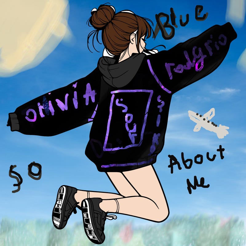 realistic girl jumping with a bun and oversized sweatshirt