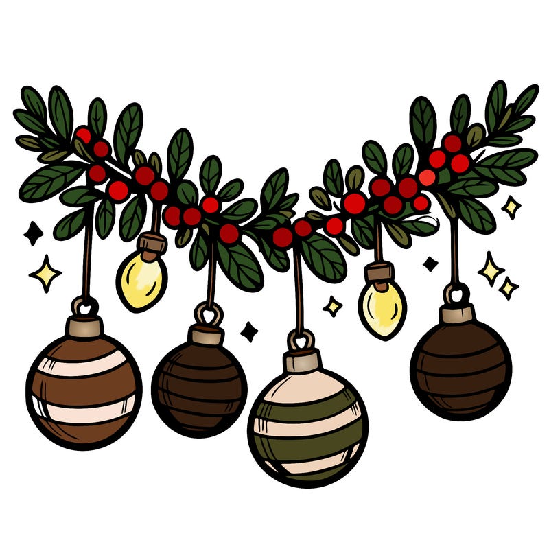 christmas garland with big bulbs