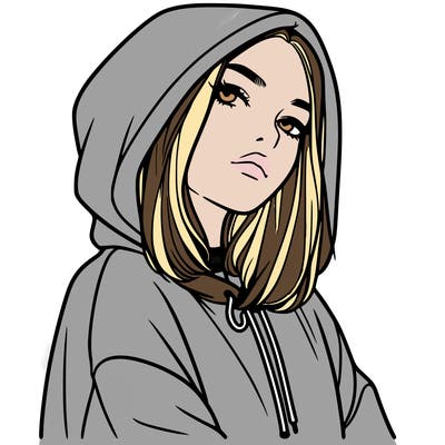 a realistic girl in a hoodie