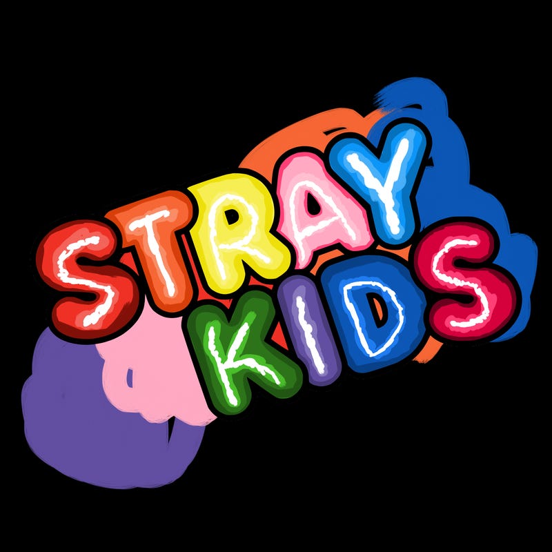 bubble letters saying stray kids