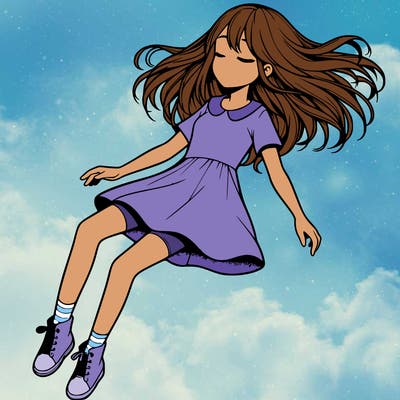 realistic girl floating