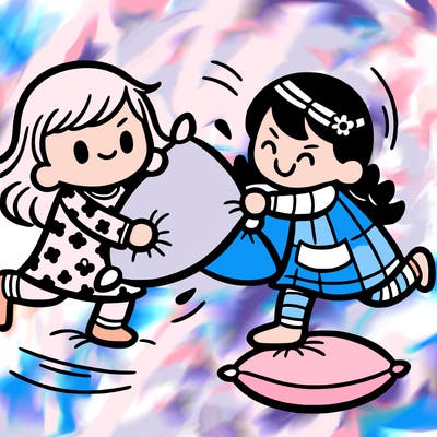 girly pillow fighting