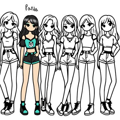 a group of girls wearing crop tops and shorts