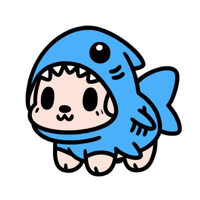 cute dog wearing a shark costume