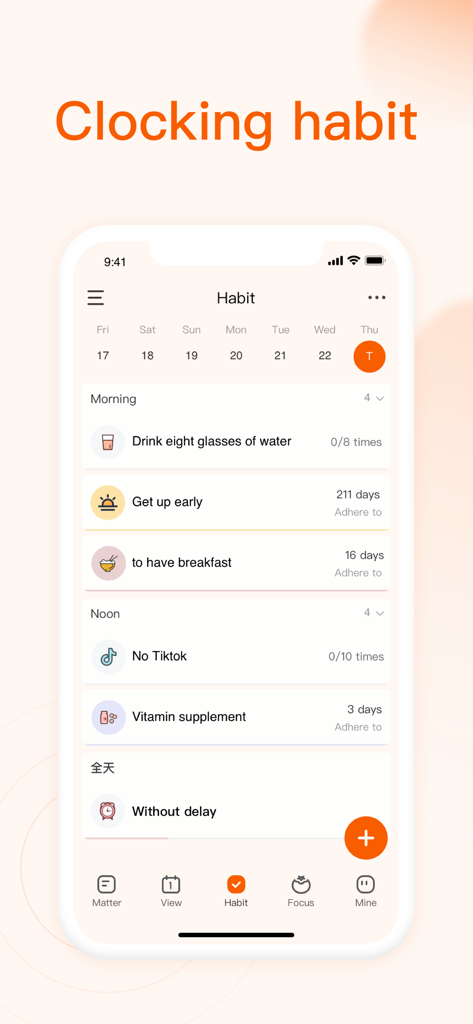 Screenshot of the Zomoplan app habit tracking screen showing a daily checklist for wellness and productivity goals