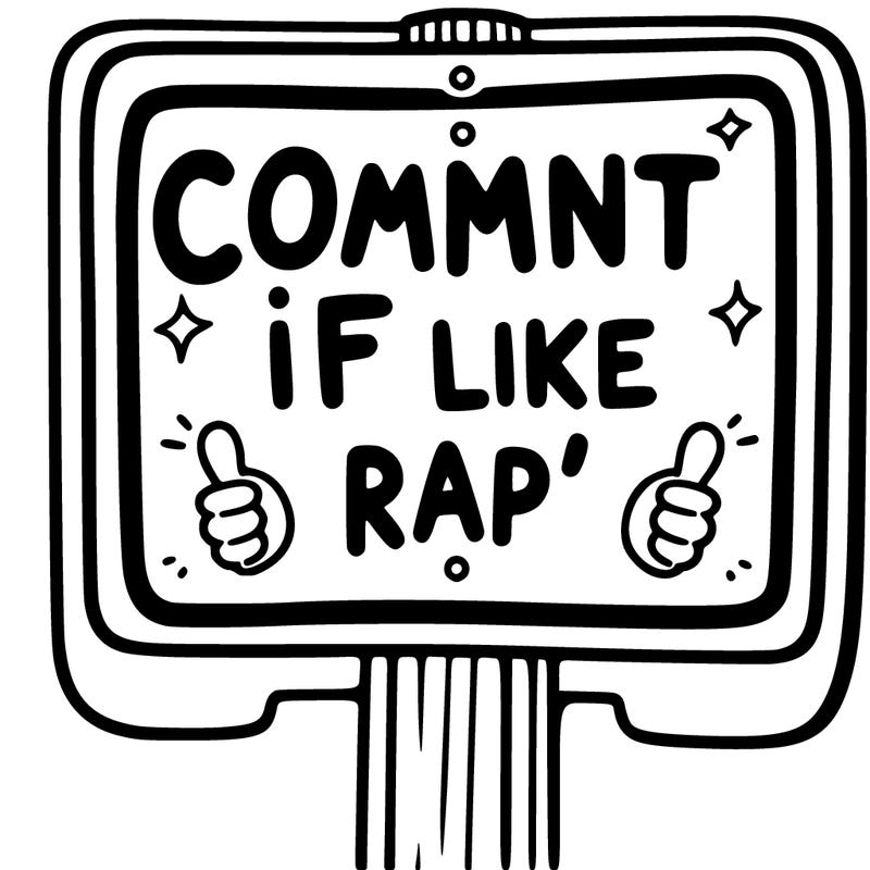 a sign that says coment if you like rap