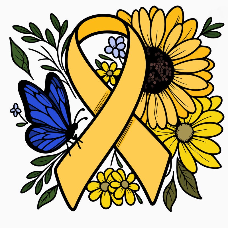 cancer awareness symbol with flowers and butterflies