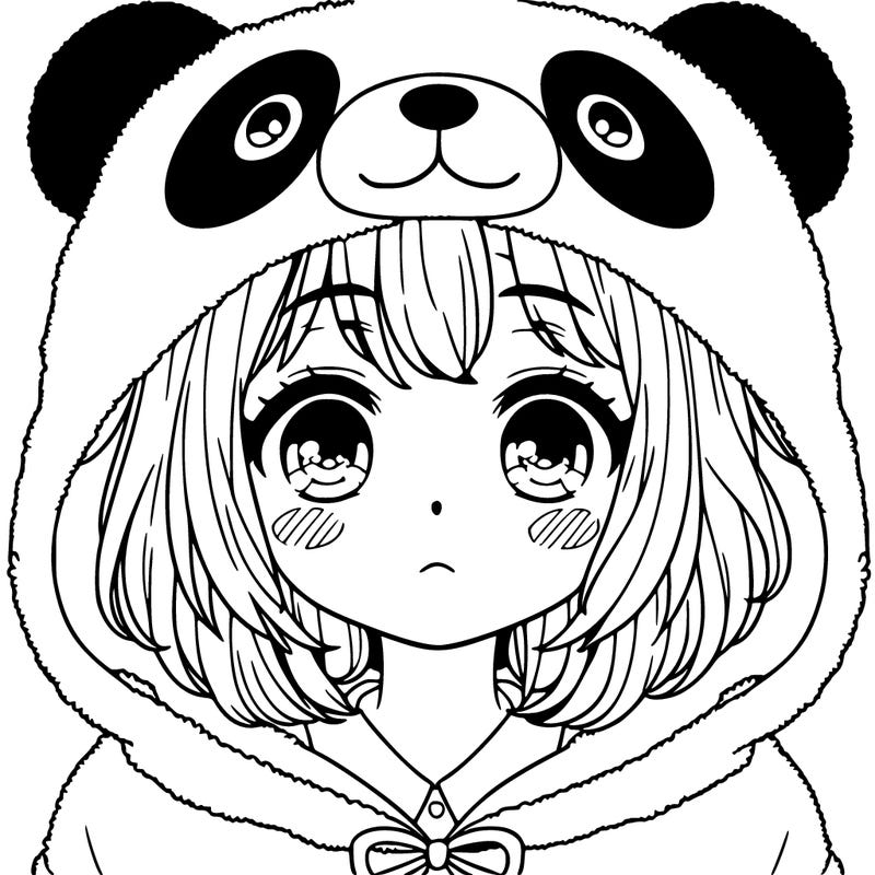 a girl in a panda hood