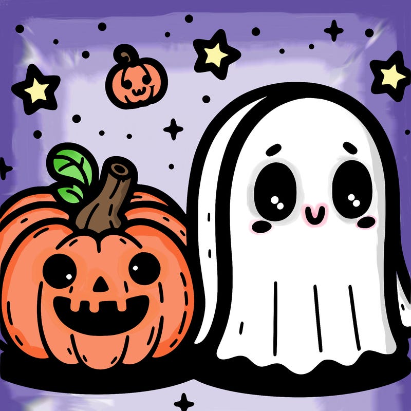 cute pumpkin and ghost